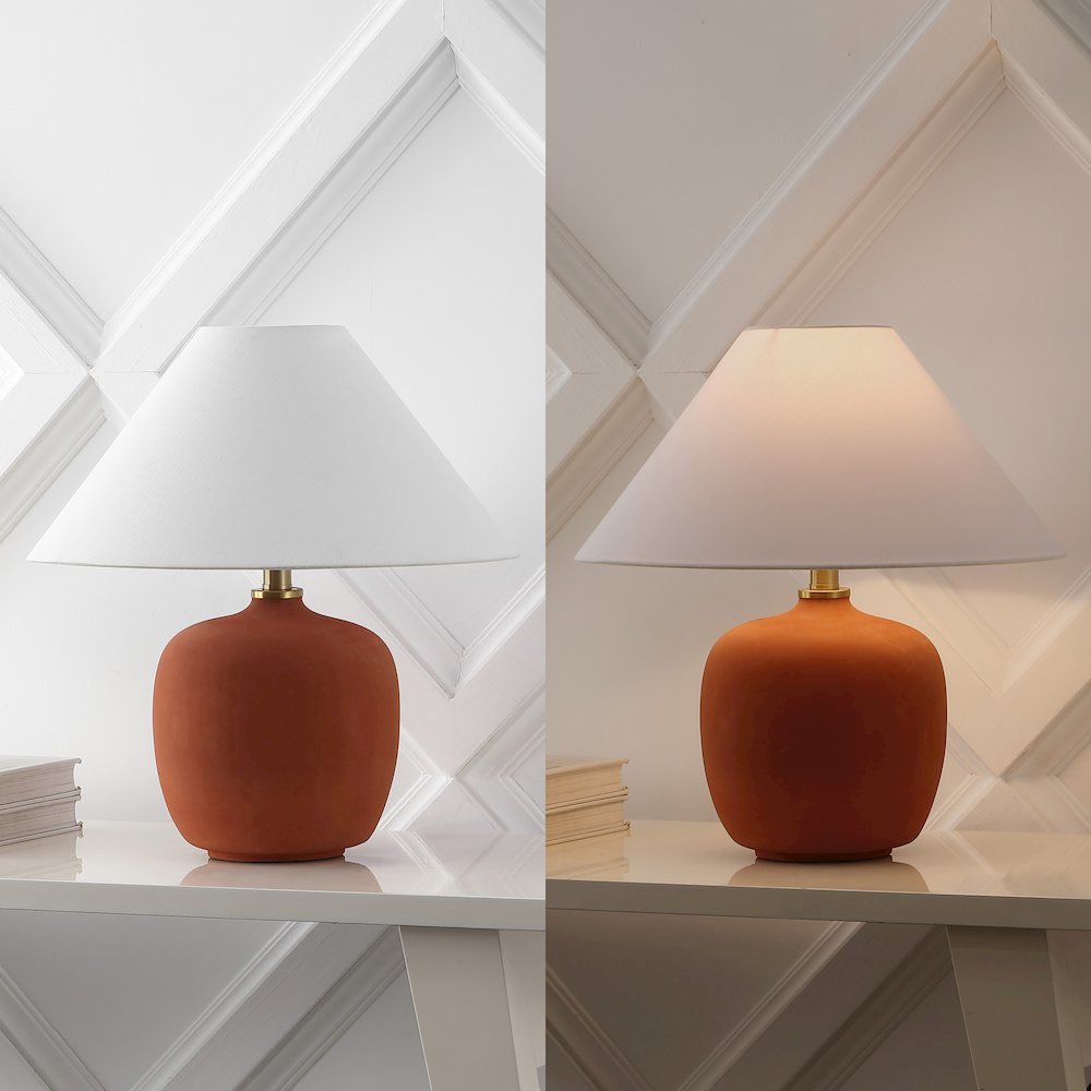 Resin/Iron LED Table Lamp, Matte Wine Red (Set of 2). Picture 5