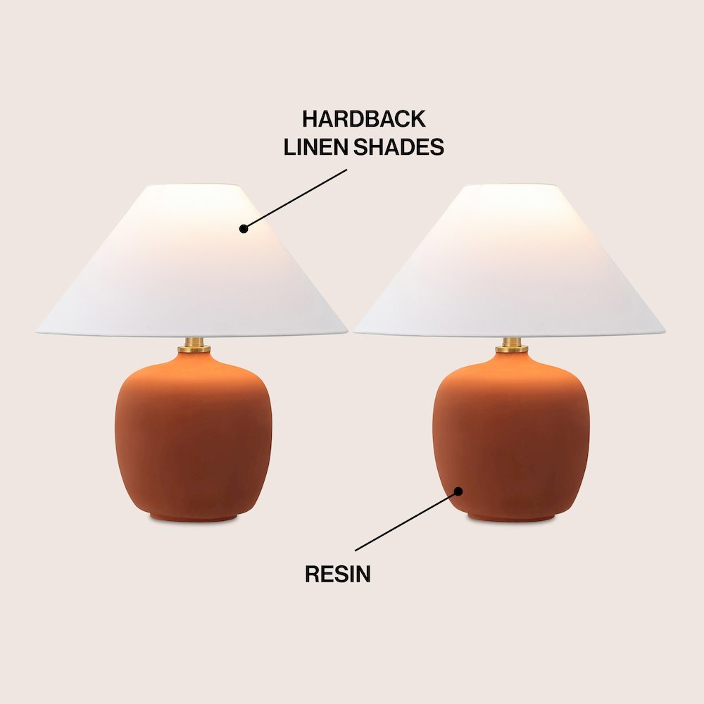 Resin/Iron LED Table Lamp, Matte Wine Red (Set of 2). Picture 2
