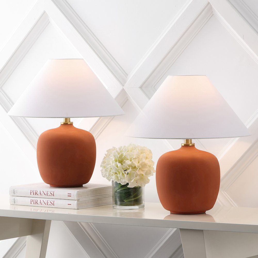 Resin/Iron LED Table Lamp, Matte Wine Red (Set of 2). Picture 6