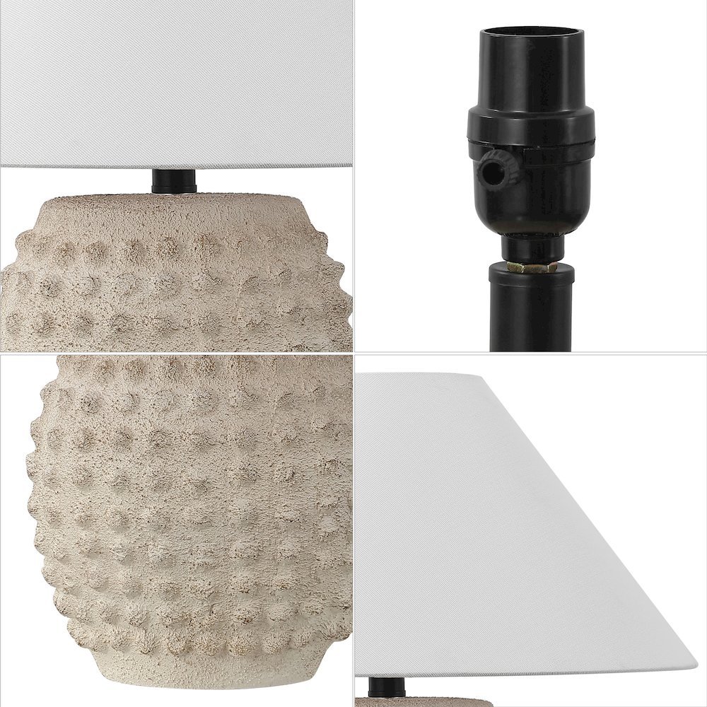 Ceramic/Iron Hobnail LED Table Lamp, Matte Cream (Set of 2). Picture 4