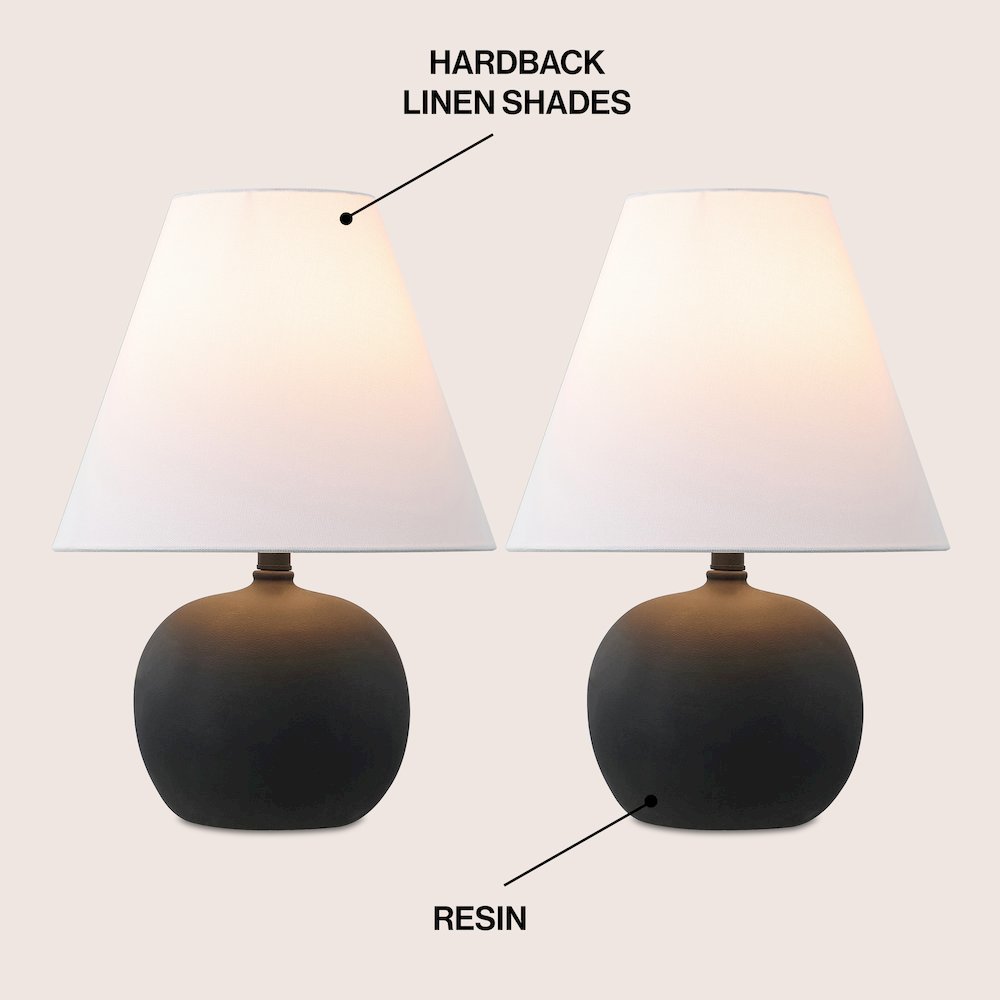 Resin/Iron Gourd LED Table Lamp, Matte Black (Set of 2). Picture 2
