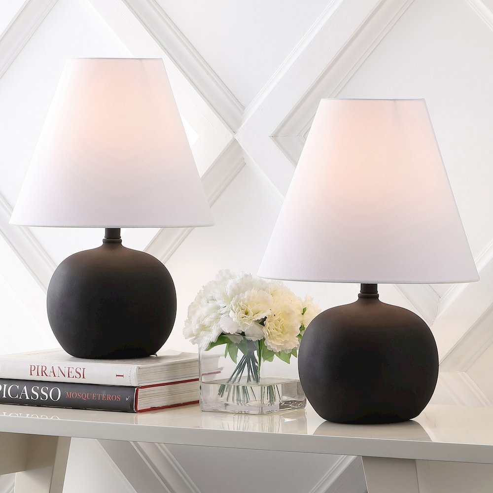 Resin/Iron Gourd LED Table Lamp, Matte Black (Set of 2). Picture 6