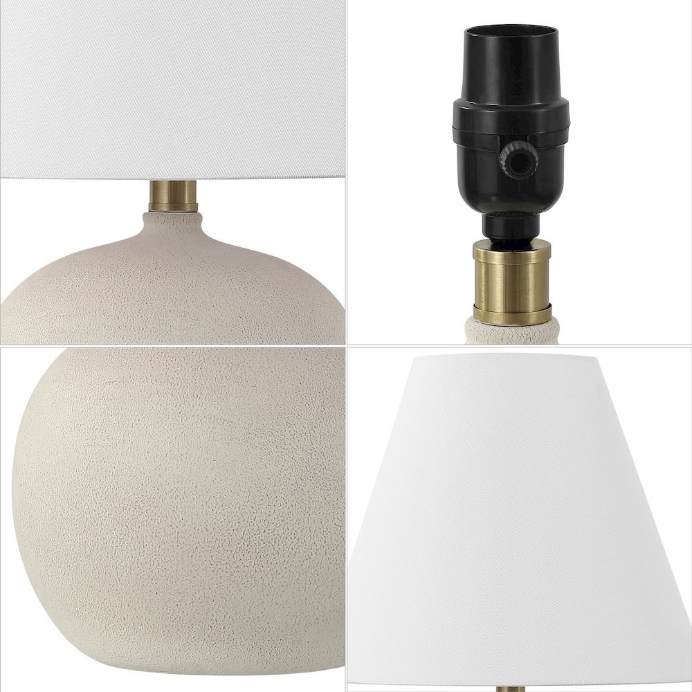 Resin/Iron Gourd LED Table Lamp, Matte Cream (Set of 2). Picture 4