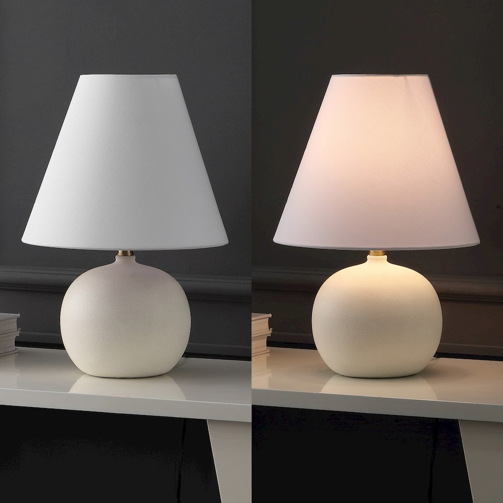 Resin/Iron Gourd LED Table Lamp, Matte Cream (Set of 2). Picture 5