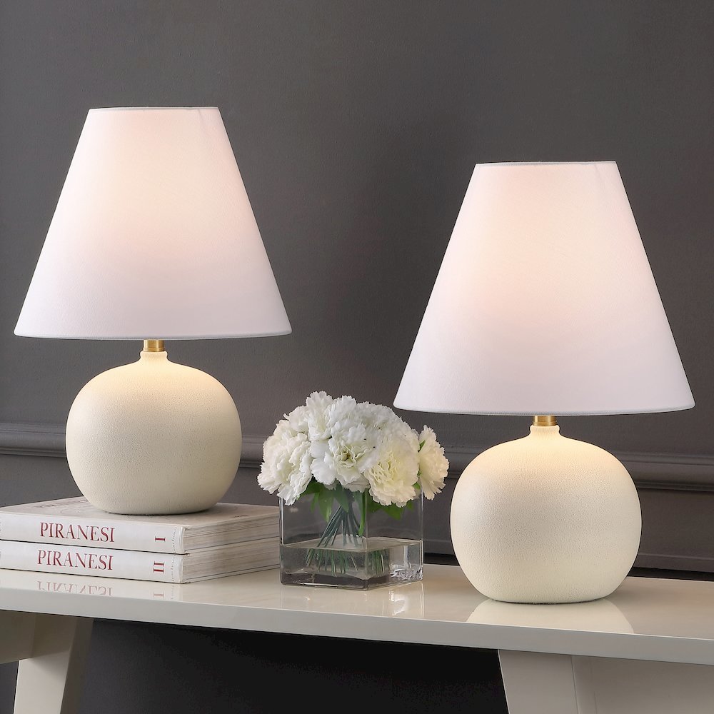 Resin/Iron Gourd LED Table Lamp, Matte Cream (Set of 2). Picture 6
