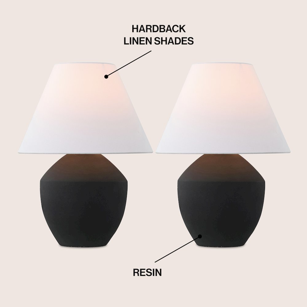 Resin/Iron LED Table Lamp, Matte Black (Set of 2). Picture 2