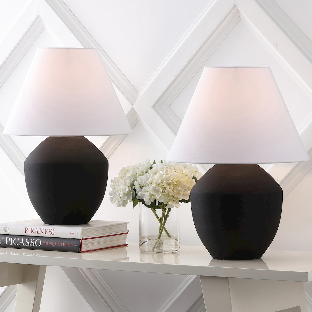 Resin/Iron LED Table Lamp, Matte Black (Set of 2). Picture 6