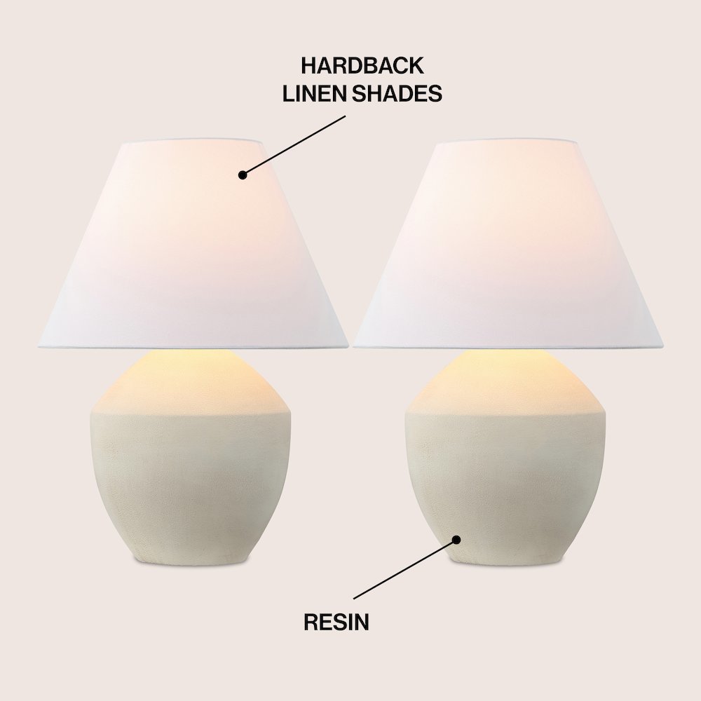 Resin/Iron LED Table Lamp, Matte Cream (Set of 2). Picture 2