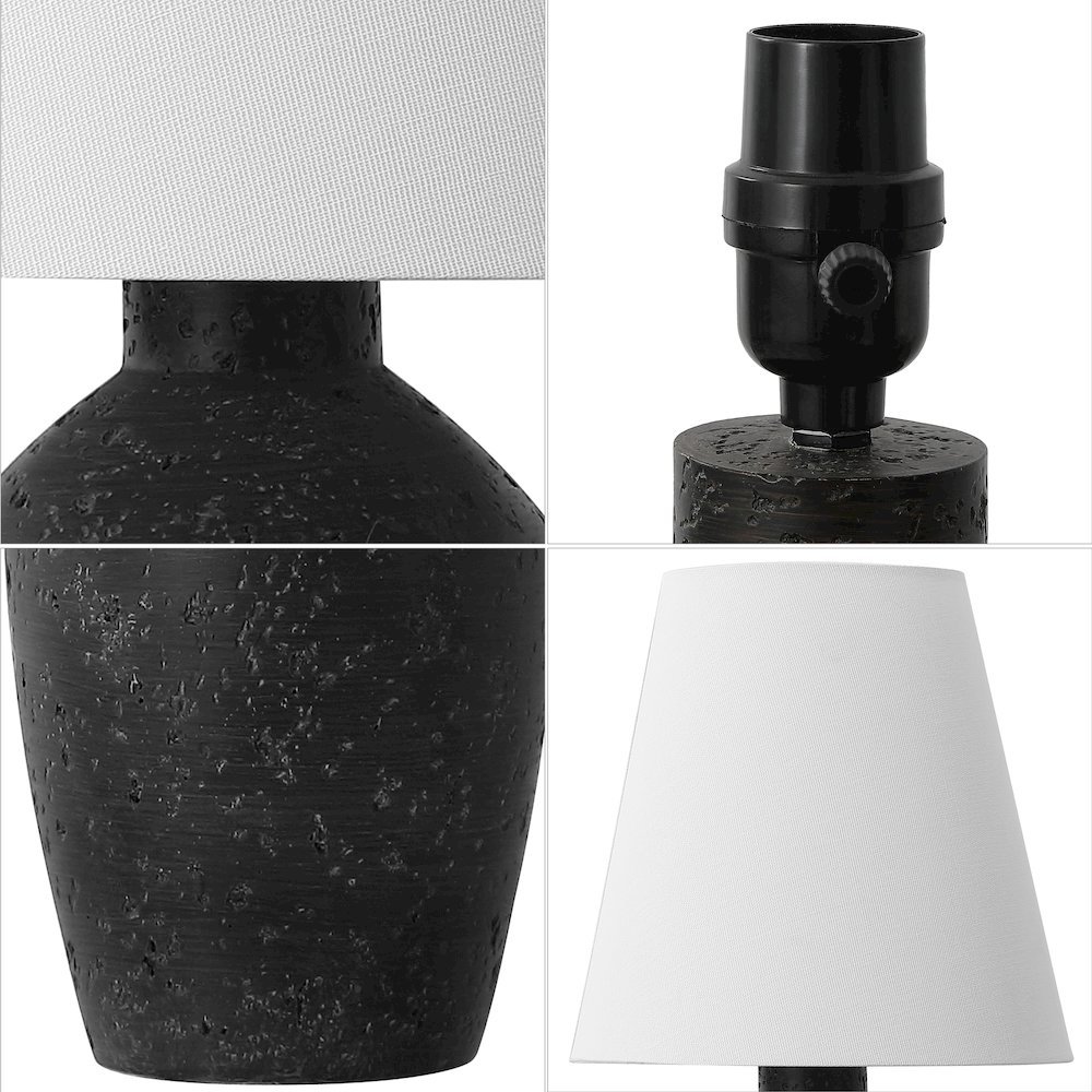 Concrete Effect Resin/Iron Ginger Jar LED Table Lamp, Matte Black (Set of 2). Picture 4