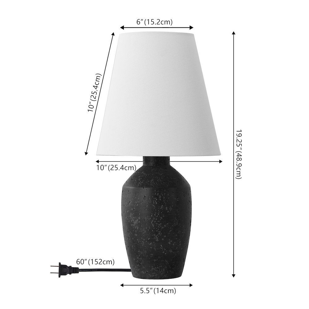 Concrete Effect Resin/Iron Ginger Jar LED Table Lamp, Matte Black (Set of 2). Picture 3