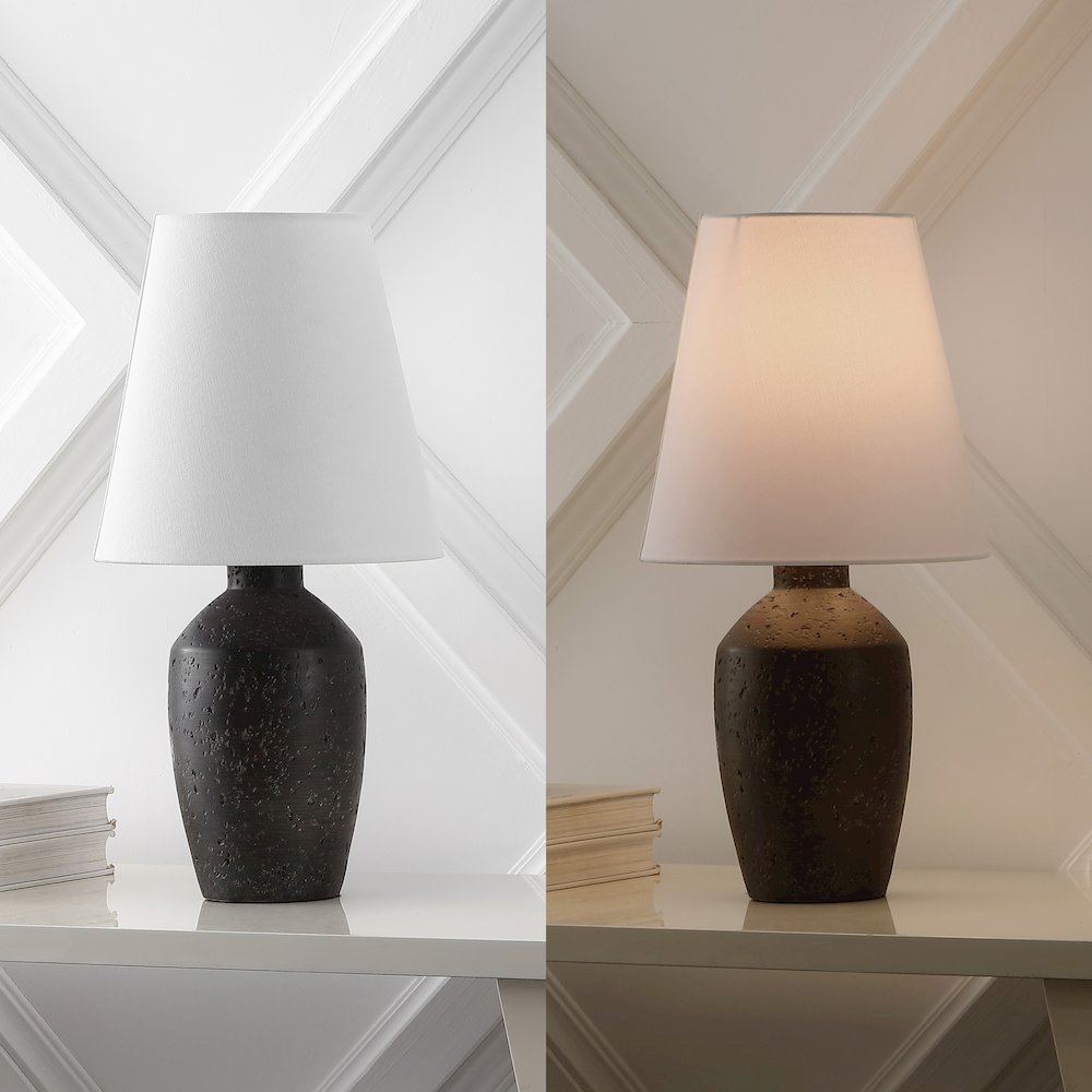 Concrete Effect Resin/Iron Ginger Jar LED Table Lamp, Matte Black (Set of 2). Picture 5