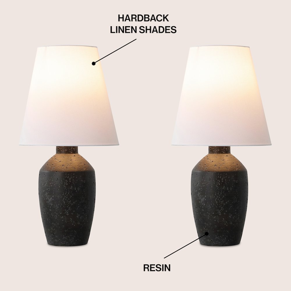 Concrete Effect Resin/Iron Ginger Jar LED Table Lamp, Matte Black (Set of 2). Picture 2