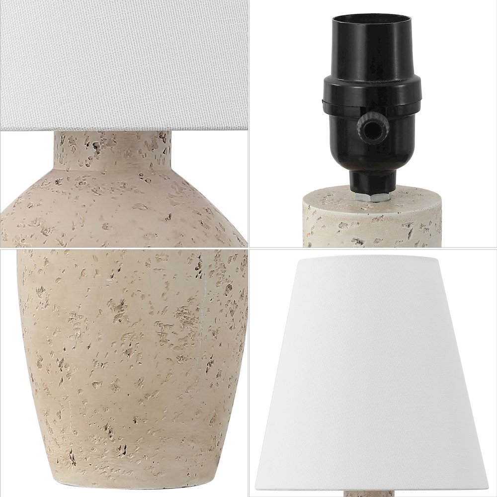 Concrete Effect Resin/Iron Ginger Jar LED Table Lamp, Matte Cream (Set of 2). Picture 4