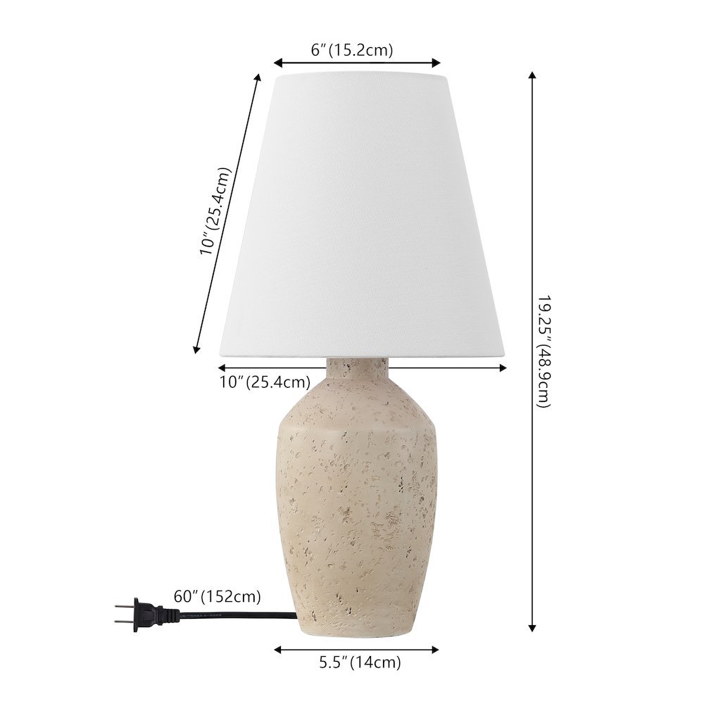 Concrete Effect Resin/Iron Ginger Jar LED Table Lamp, Matte Cream (Set of 2). Picture 3