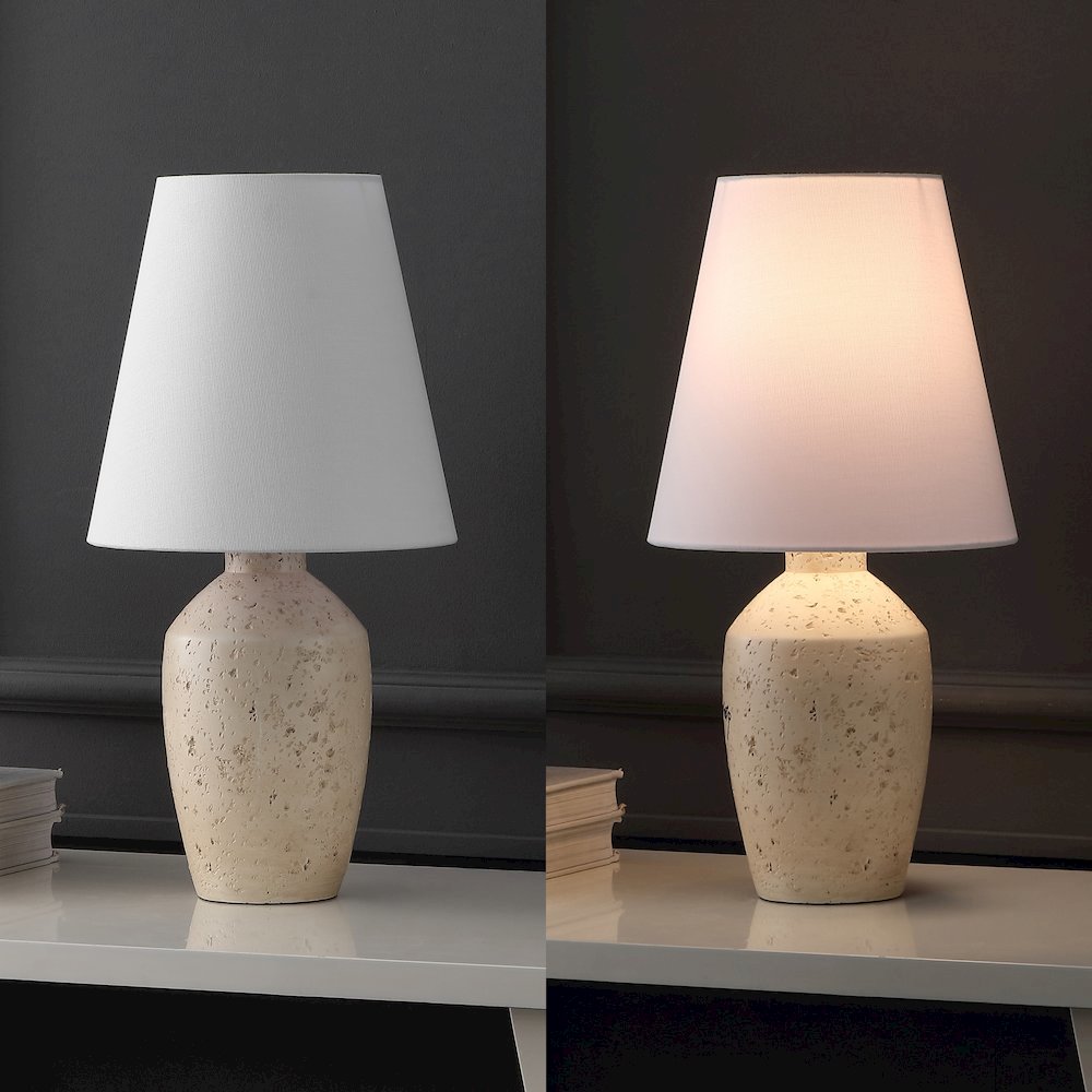 Concrete Effect Resin/Iron Ginger Jar LED Table Lamp, Matte Cream (Set of 2). Picture 5