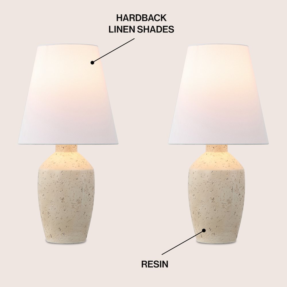 Concrete Effect Resin/Iron Ginger Jar LED Table Lamp, Matte Cream (Set of 2). Picture 2
