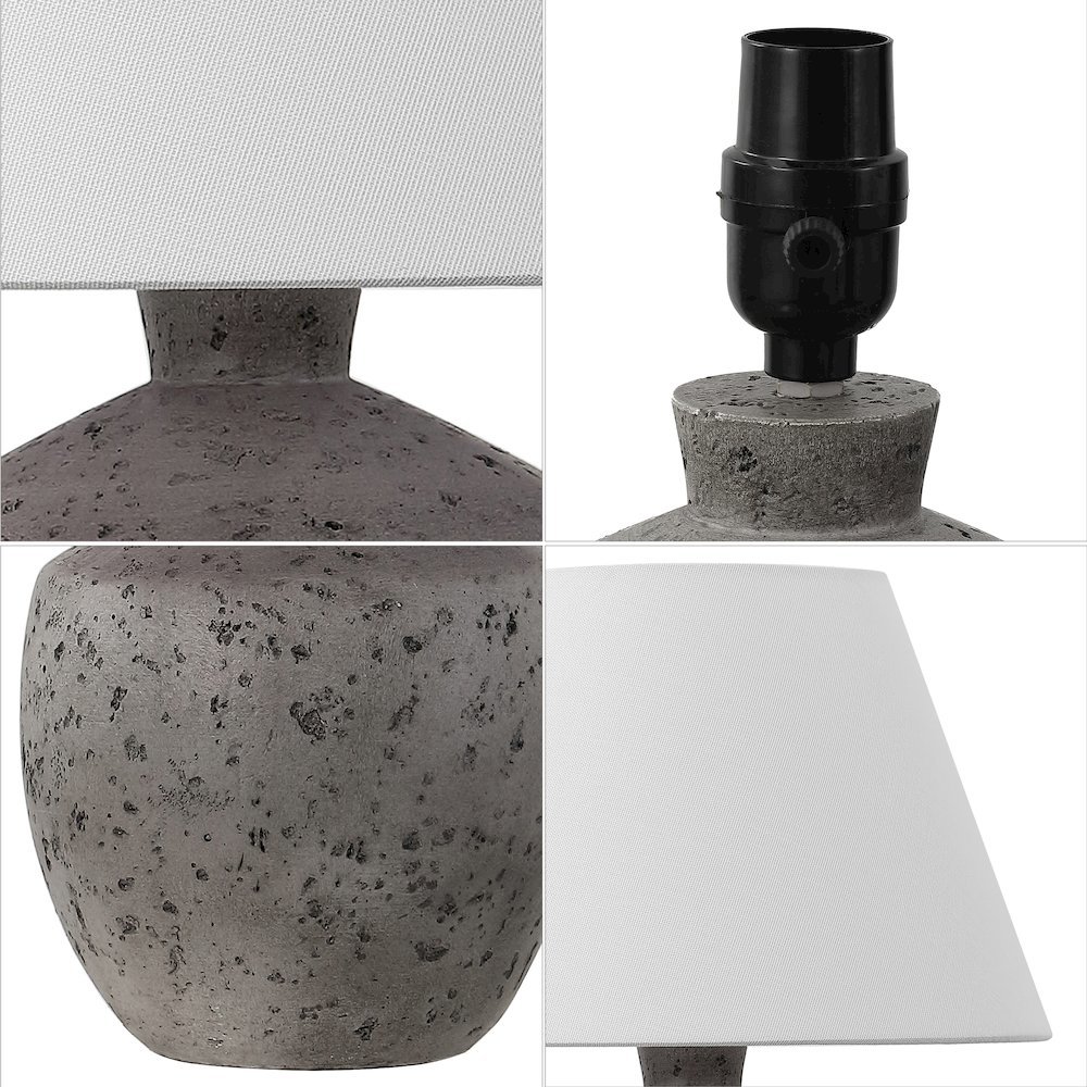 Concrete Effect Resin/Iron LED Table Lamp, Antique Gray (Set of 2). Picture 4