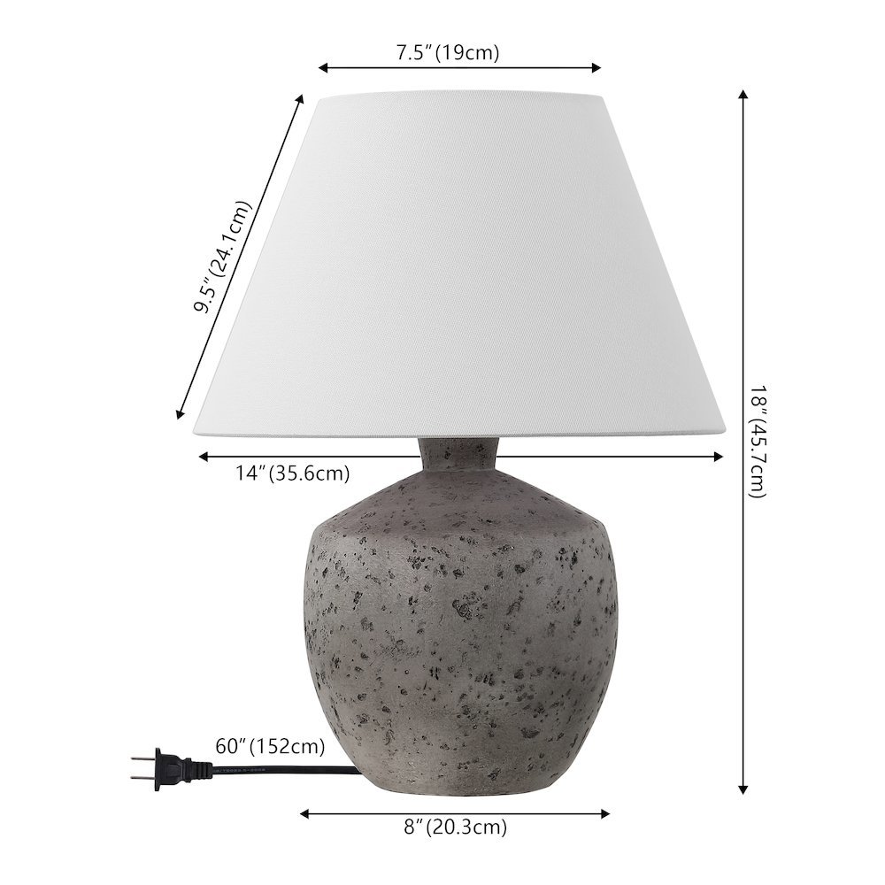 Concrete Effect Resin/Iron LED Table Lamp, Antique Gray (Set of 2). Picture 3