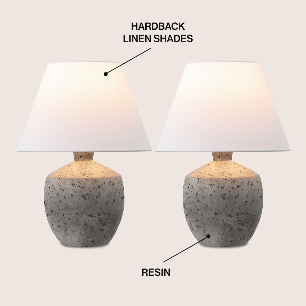 Concrete Effect Resin/Iron LED Table Lamp, Antique Gray (Set of 2). Picture 2