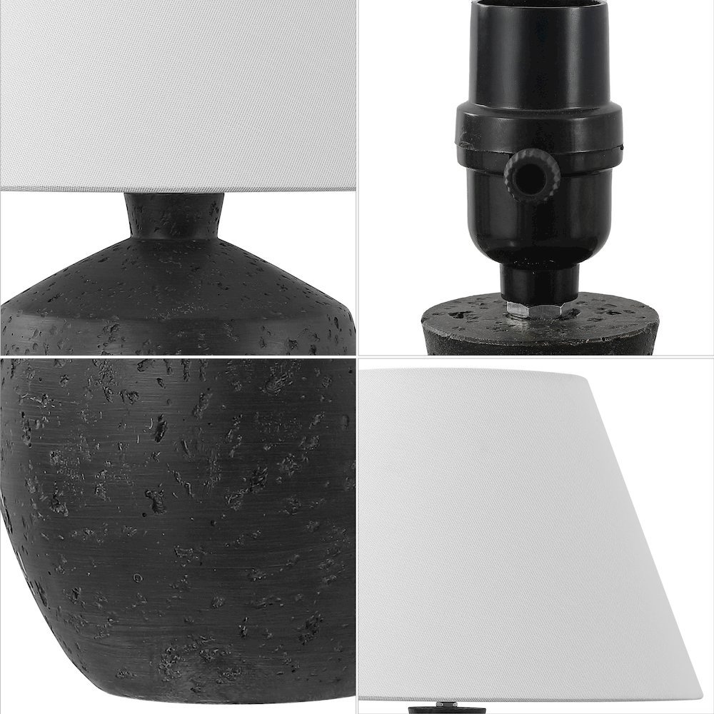 Concrete Effect Resin/Iron LED Table Lamp, Black (Set of 2). Picture 4