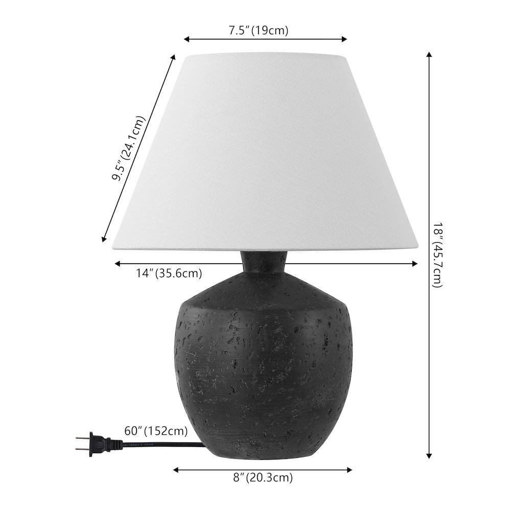 Concrete Effect Resin/Iron LED Table Lamp, Black (Set of 2). Picture 3