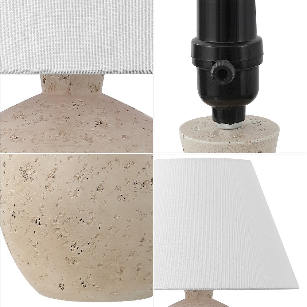 Concrete Effect Resin/Iron LED Table Lamp, Cream (Set of 2). Picture 4