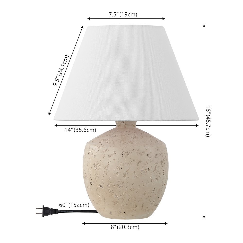 Concrete Effect Resin/Iron LED Table Lamp, Cream (Set of 2). Picture 3