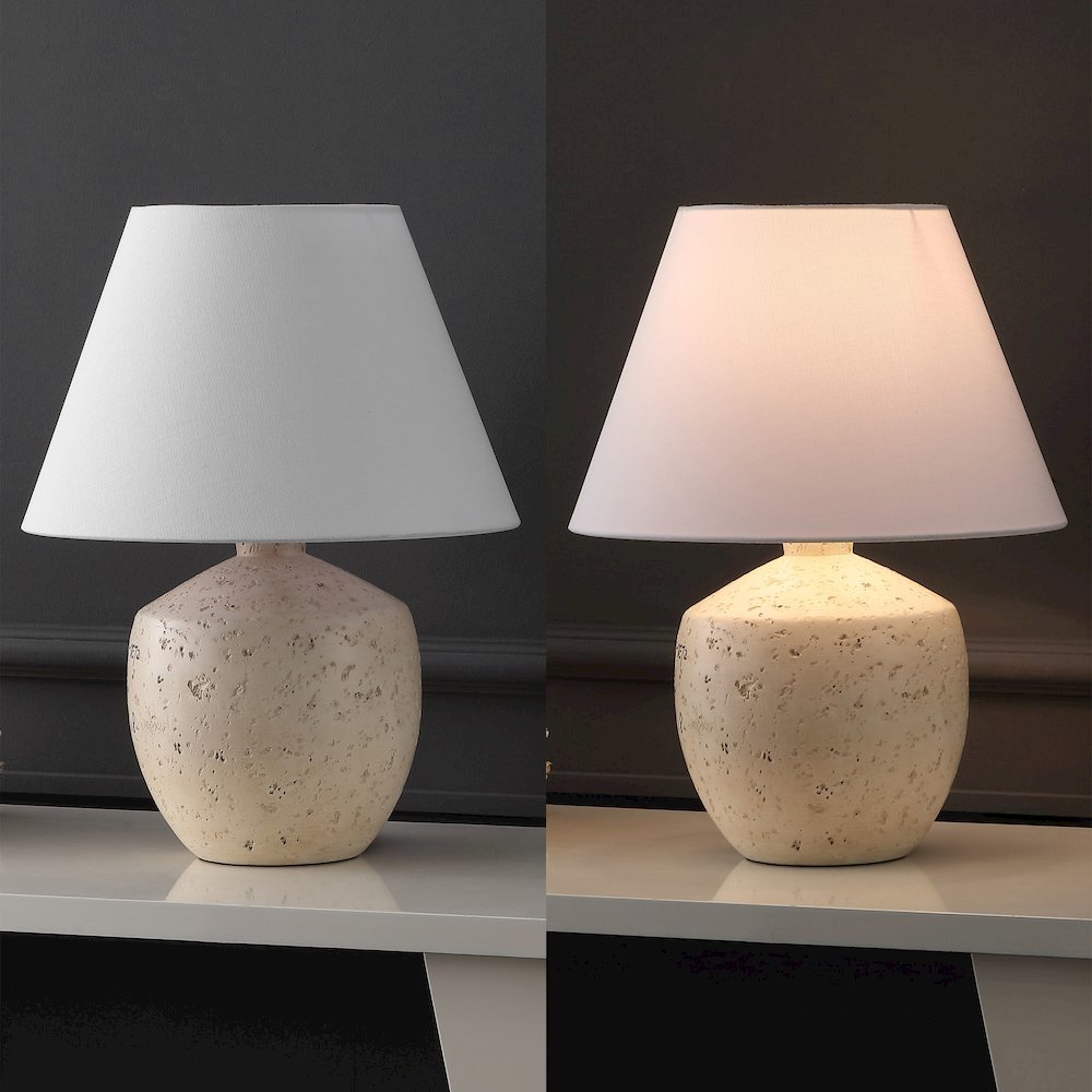 Concrete Effect Resin/Iron LED Table Lamp, Cream (Set of 2). Picture 5