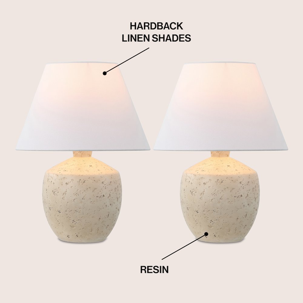 Concrete Effect Resin/Iron LED Table Lamp, Cream (Set of 2). Picture 2