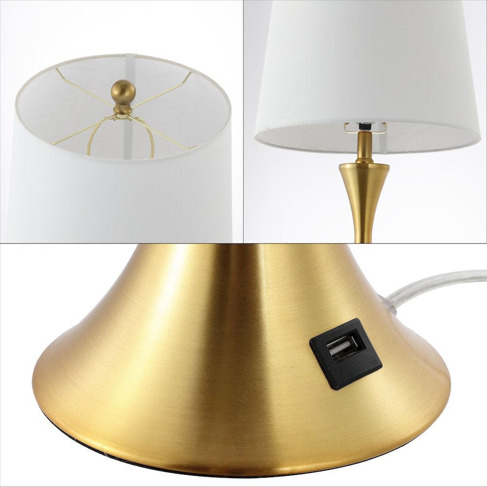 Bennett Modern Glam Iron Hourglass Led Table Lamp With Usb Charging Port. Picture 3