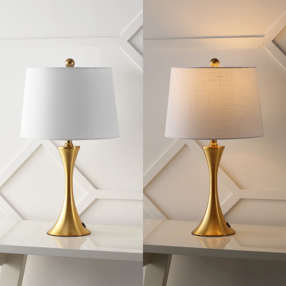 Bennett Modern Glam Iron Hourglass Led Table Lamp With Usb Charging Port. Picture 5