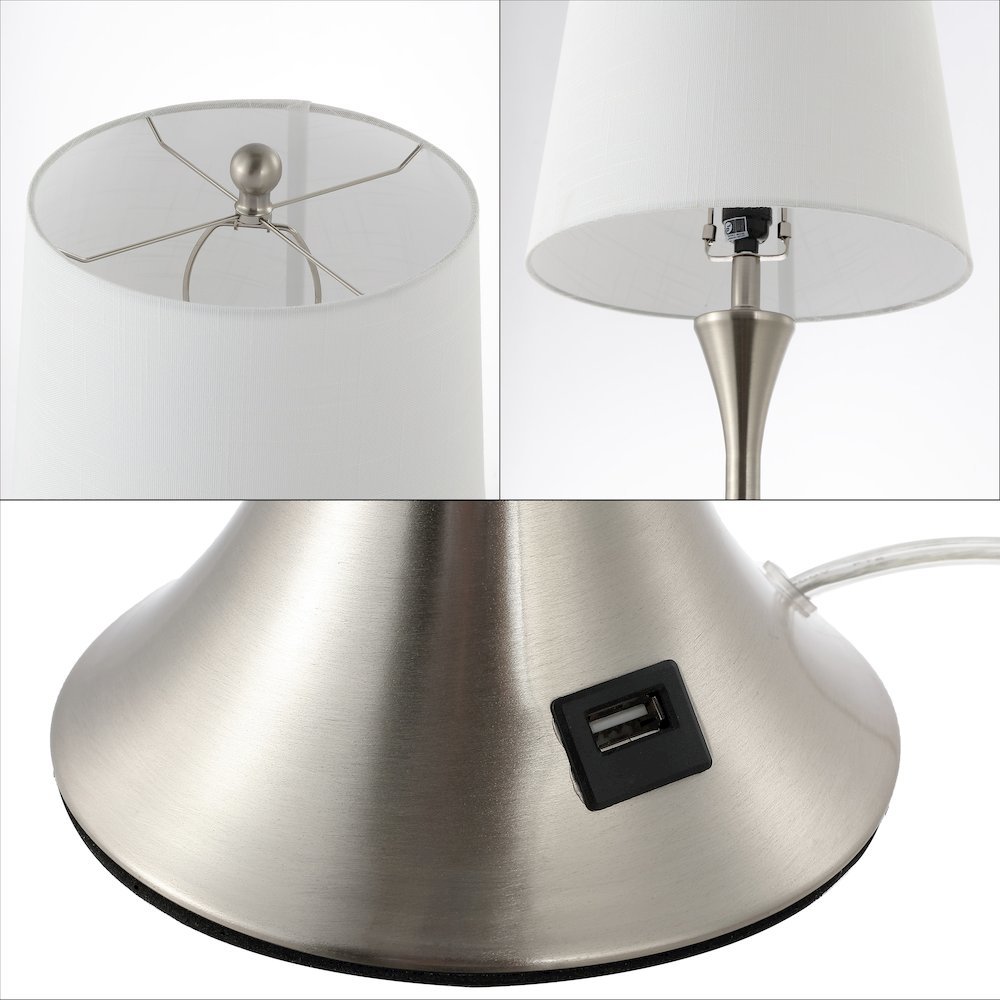 Bennett Modern Glam Iron Hourglass Led Table Lamp With Usb Charging Port. Picture 3