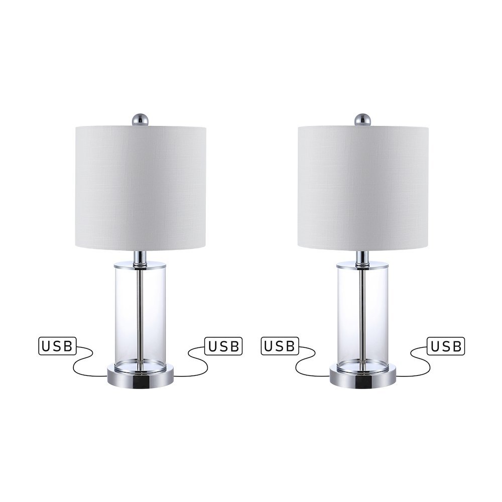 Abner Glass Modern Contemporary Usb Charging Led Table Lamp (Set Of 2). Picture 2