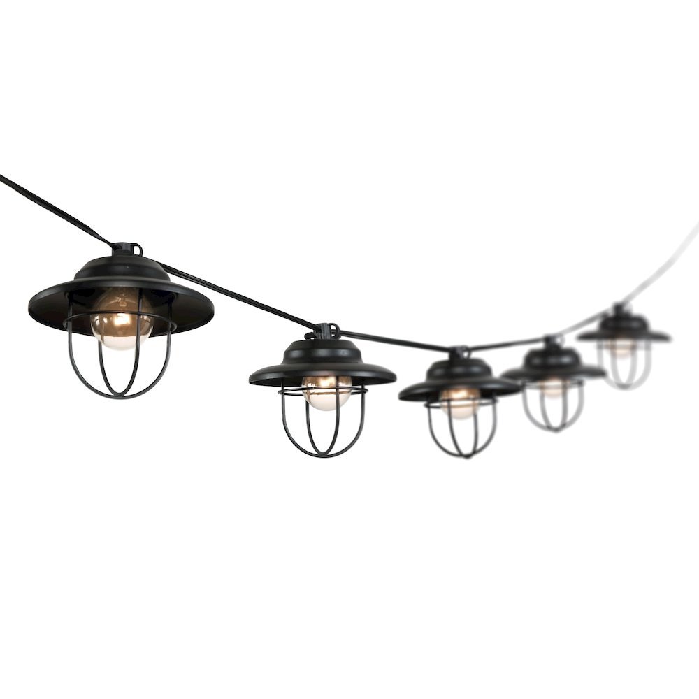Indoor/Outdoor Rustic Farmhouse Incandescent G Metal Cage Shade String Lights. Picture 6