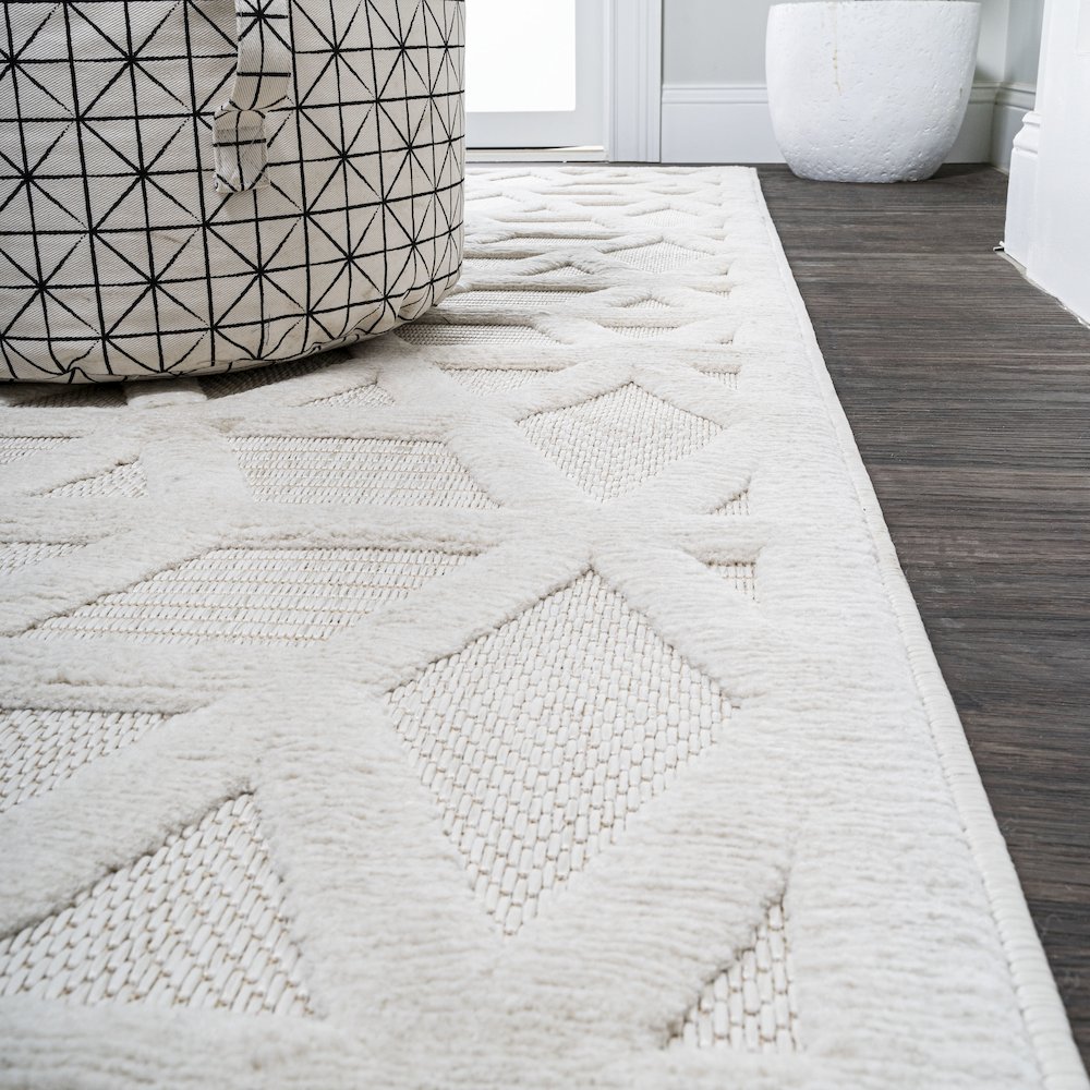 Talaia Neutral Geometric Indoor/Outdoor Area Rug. Picture 14
