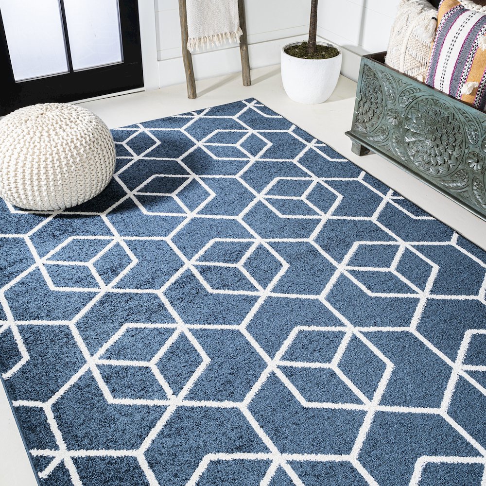 Tumbling Blocks Modern Geometric Area Rug. Picture 17