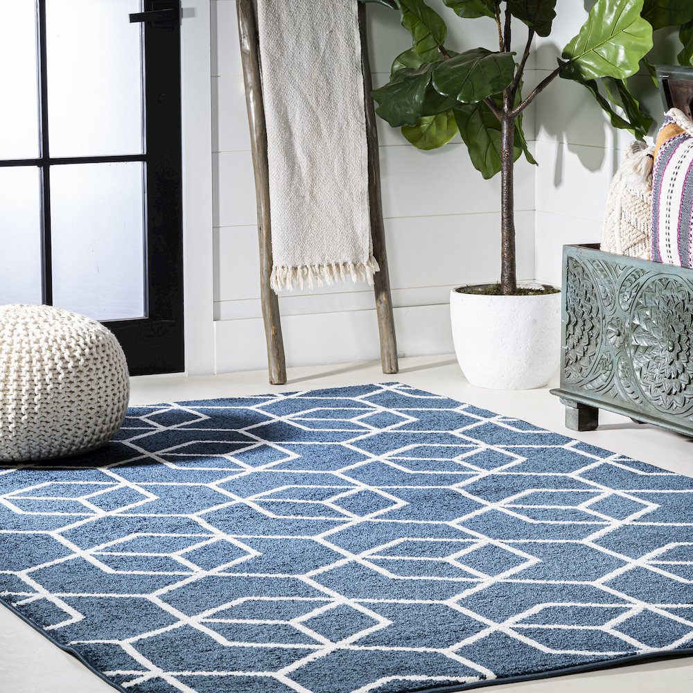 Tumbling Blocks Modern Geometric Area Rug. Picture 18