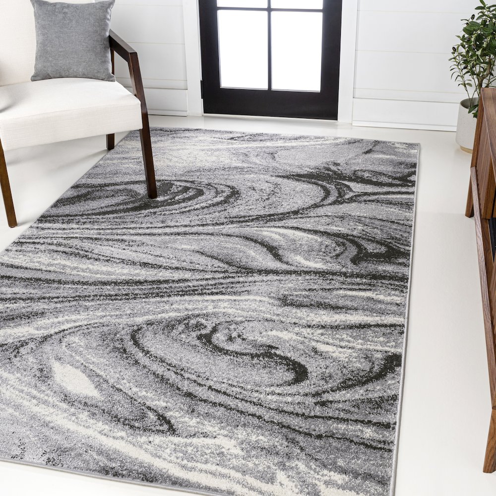 Viscon Abstract Marble Contemporary Area Rug. Picture 12