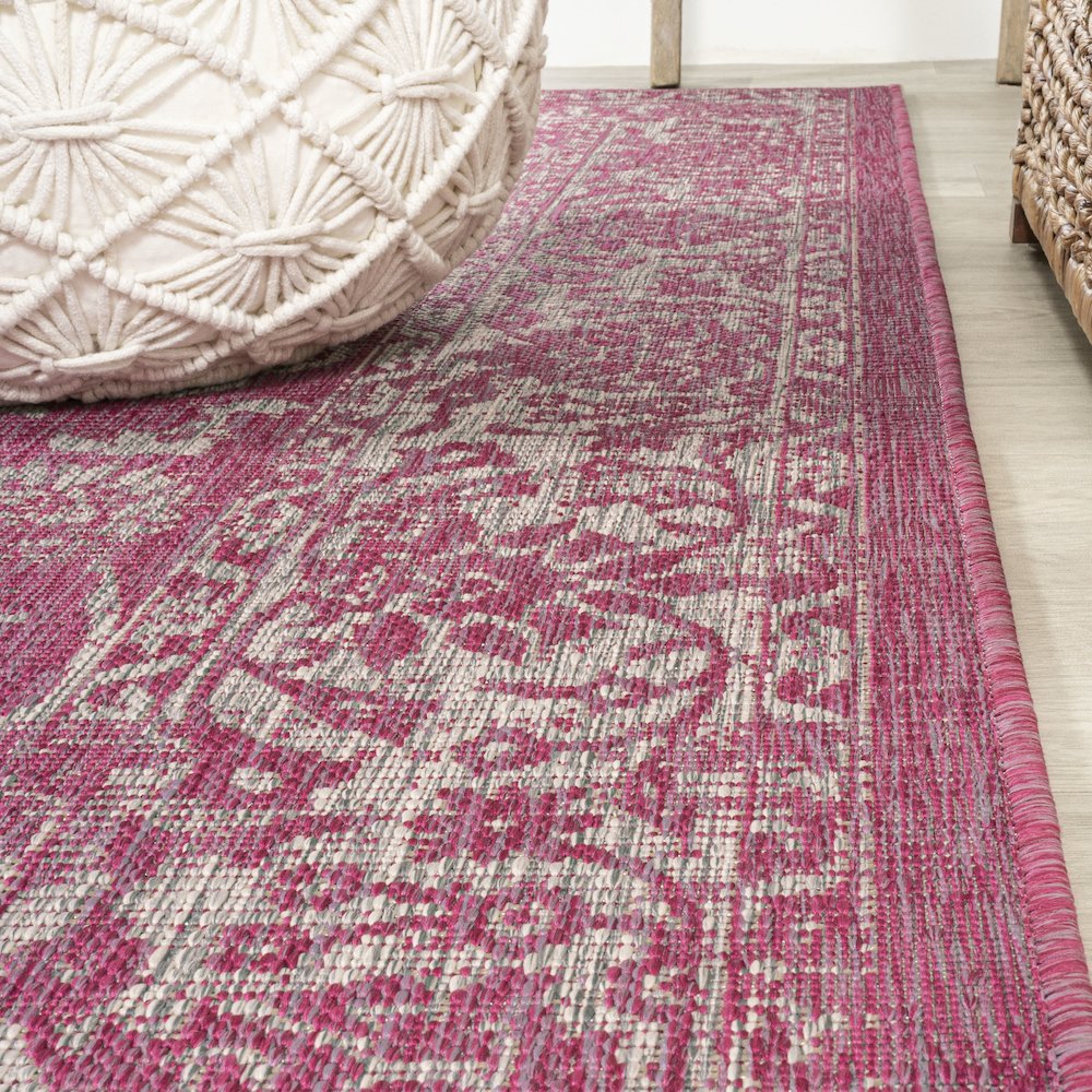Tela Bohemian Textured Weave Floral Indoor/Outdoor Area Rug. Picture 5