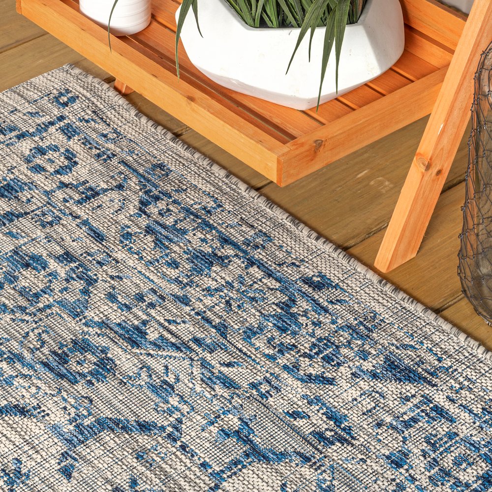 Rozetta Boho Medallion Textured Weave Indoor/Outdoor Area Rug. Picture 5