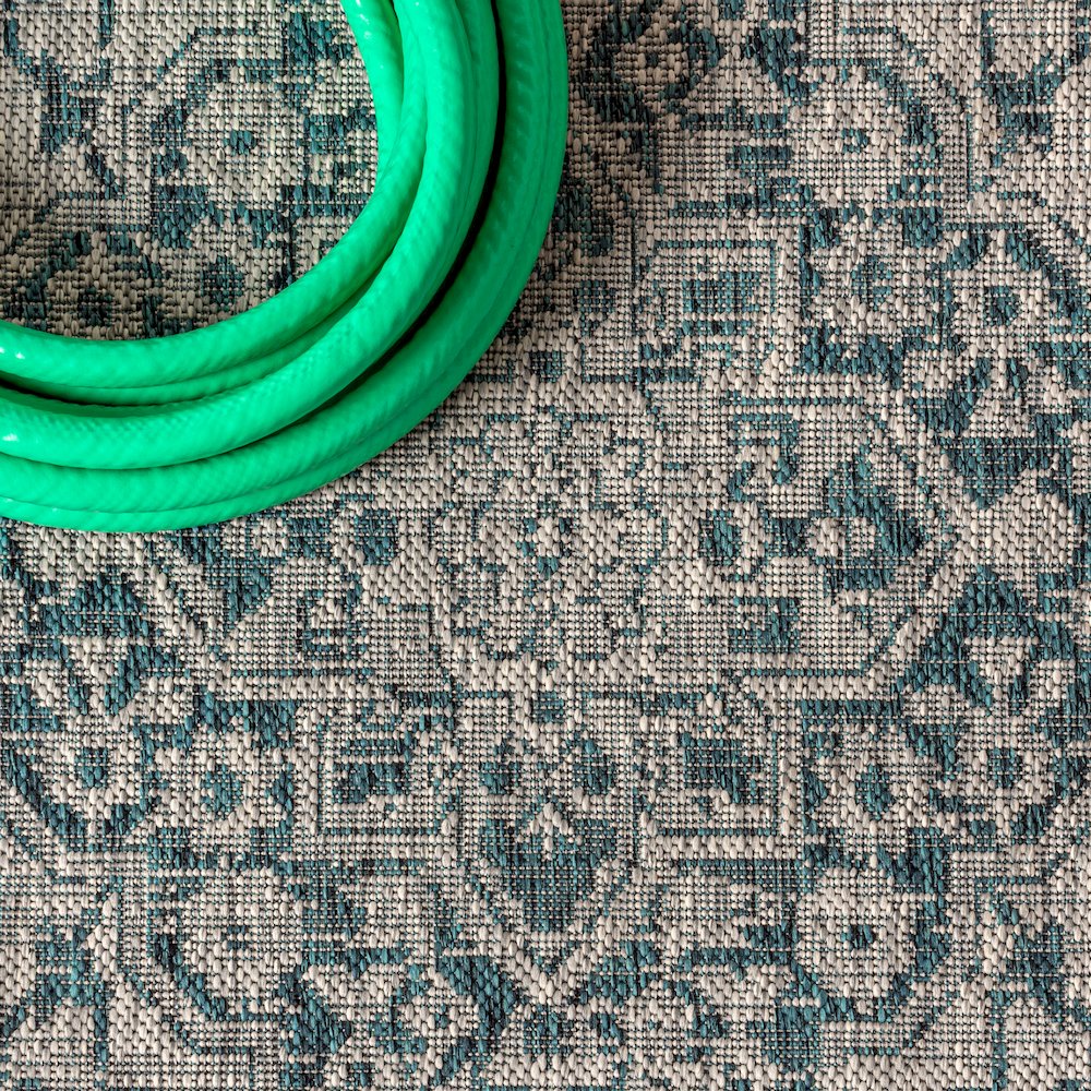 Rozetta Boho Medallion Textured Weave Indoor/Outdoor Area Rug. Picture 7
