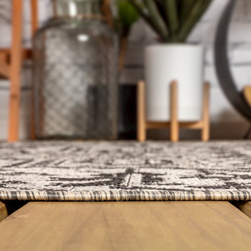 Estrella Bohemian Medallion Textured Weave Indoor/Outdoor Area Rug. Picture 9