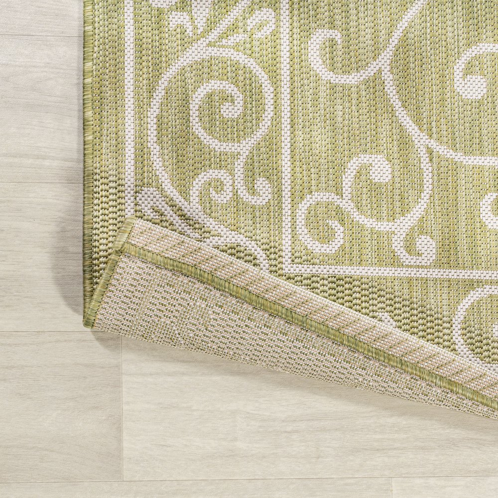 Charleston Vintage Filigree Textured Weave Indoor/Outdoor Square Rug. Picture 3