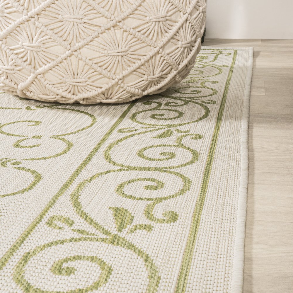 Charleston Vintage Filigree Textured Weave Indoor/Outdoor Square Rug. Picture 5