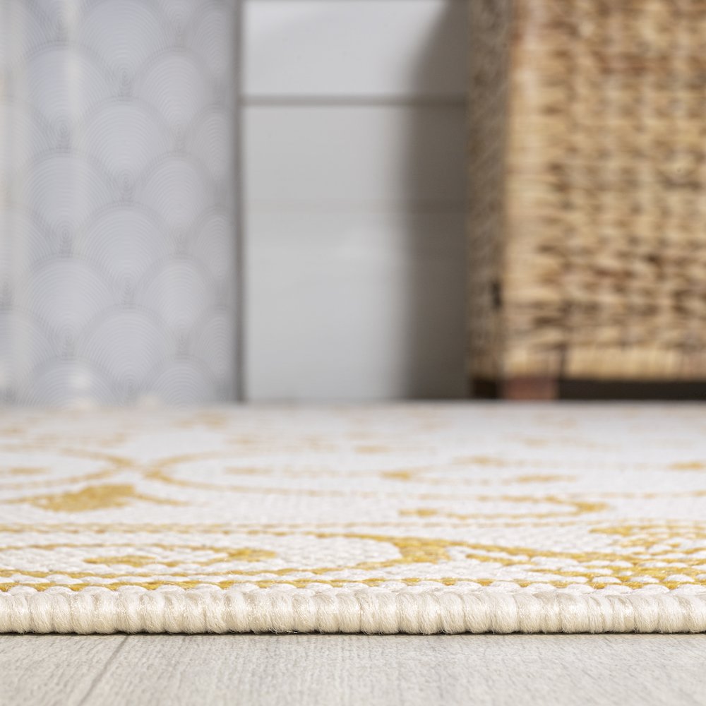 Charleston Vintage Filigree Textured Weave Indoor/Outdoor Square Rug. Picture 9