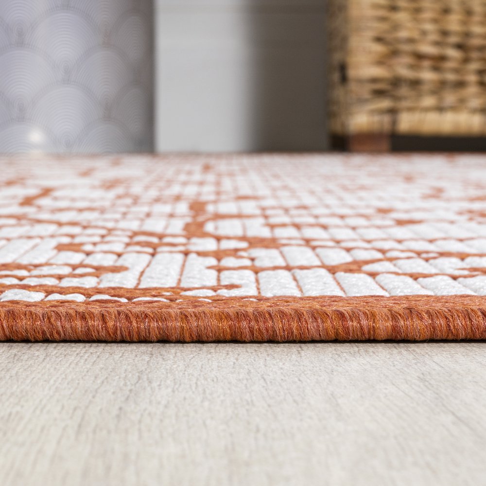 Madrid Vintage Filigree Textured Weave Indoor/Outdoor Square Rug. Picture 9
