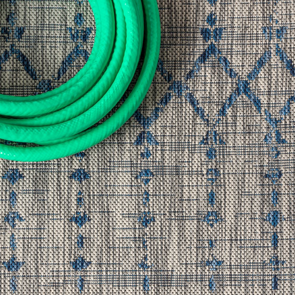 Ourika Moroccan Geometric Textured Weave Indoor/Outdoor Square Rug. Picture 4