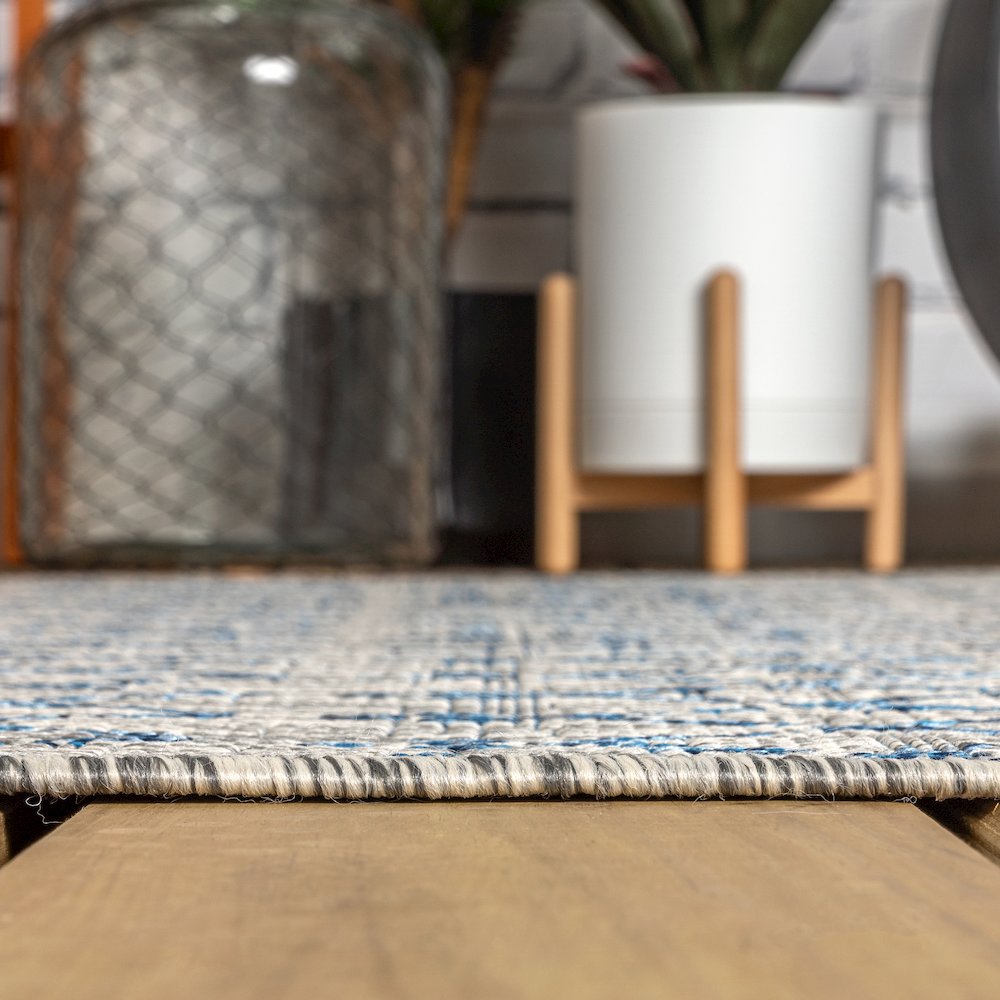 Ourika Moroccan Geometric Textured Weave Indoor/Outdoor Square Rug. Picture 9