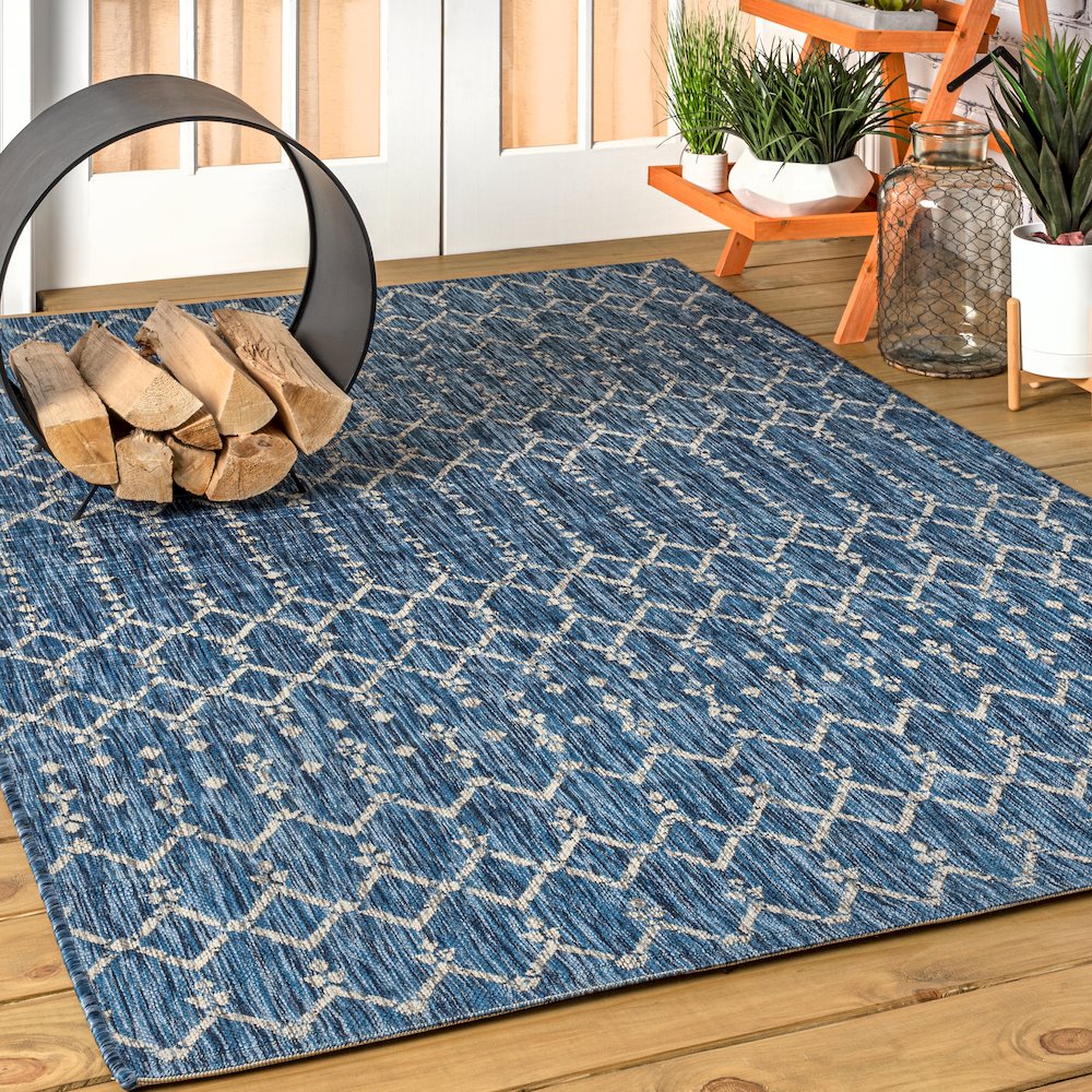Ourika Moroccan Geometric TetuWeaveIndoor/Outdoor  Rug. Picture 1