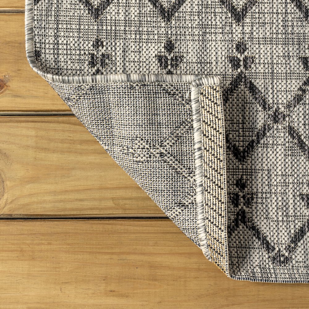 Ourika Moroccan Geometric Textured Weave Indoor/Outdoor Square Rug. Picture 3